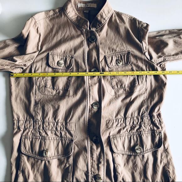 Ann Taylor LOFT Womens Large Petite Lightweight Cinch Waist Utility Jacket Khaki - Picture 5 of 8